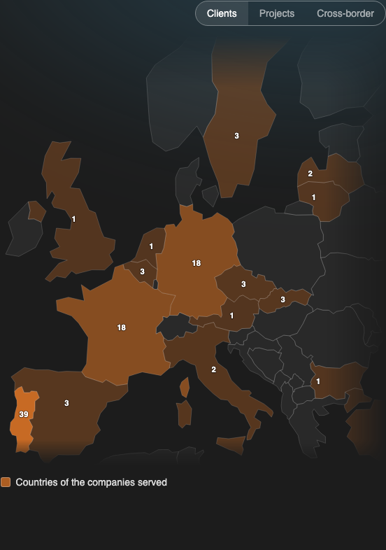 The map in its Clients view
