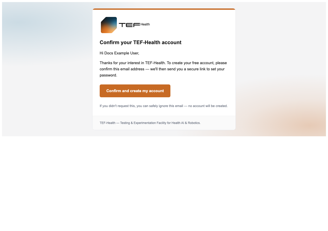 The confirmation email