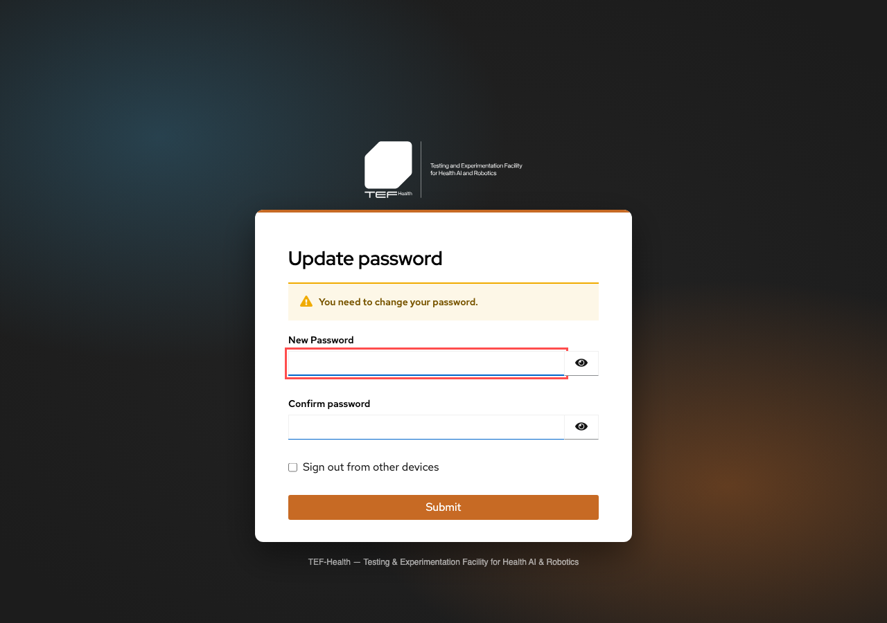 Set-password screen