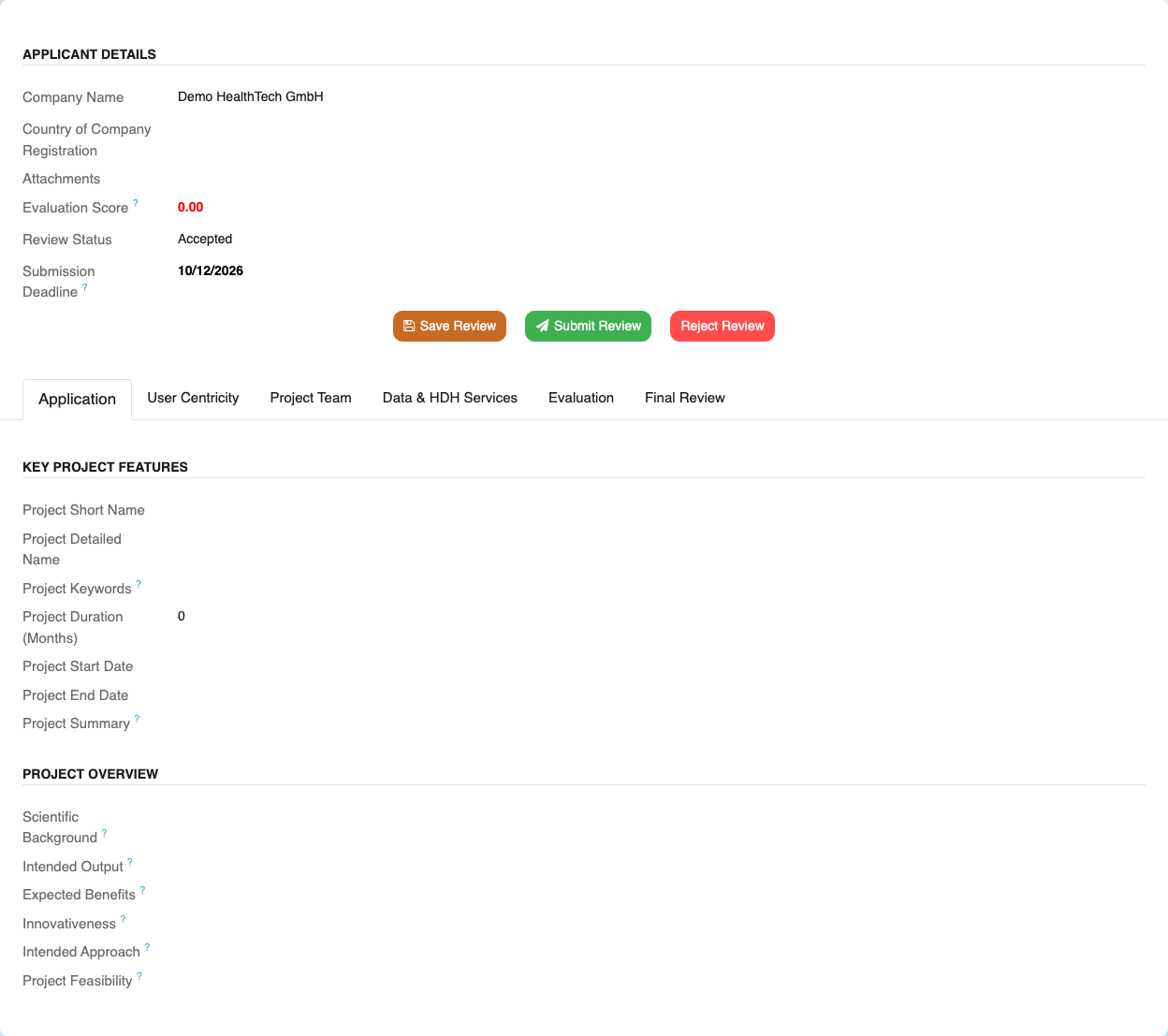 Call 3 review — Application tab
