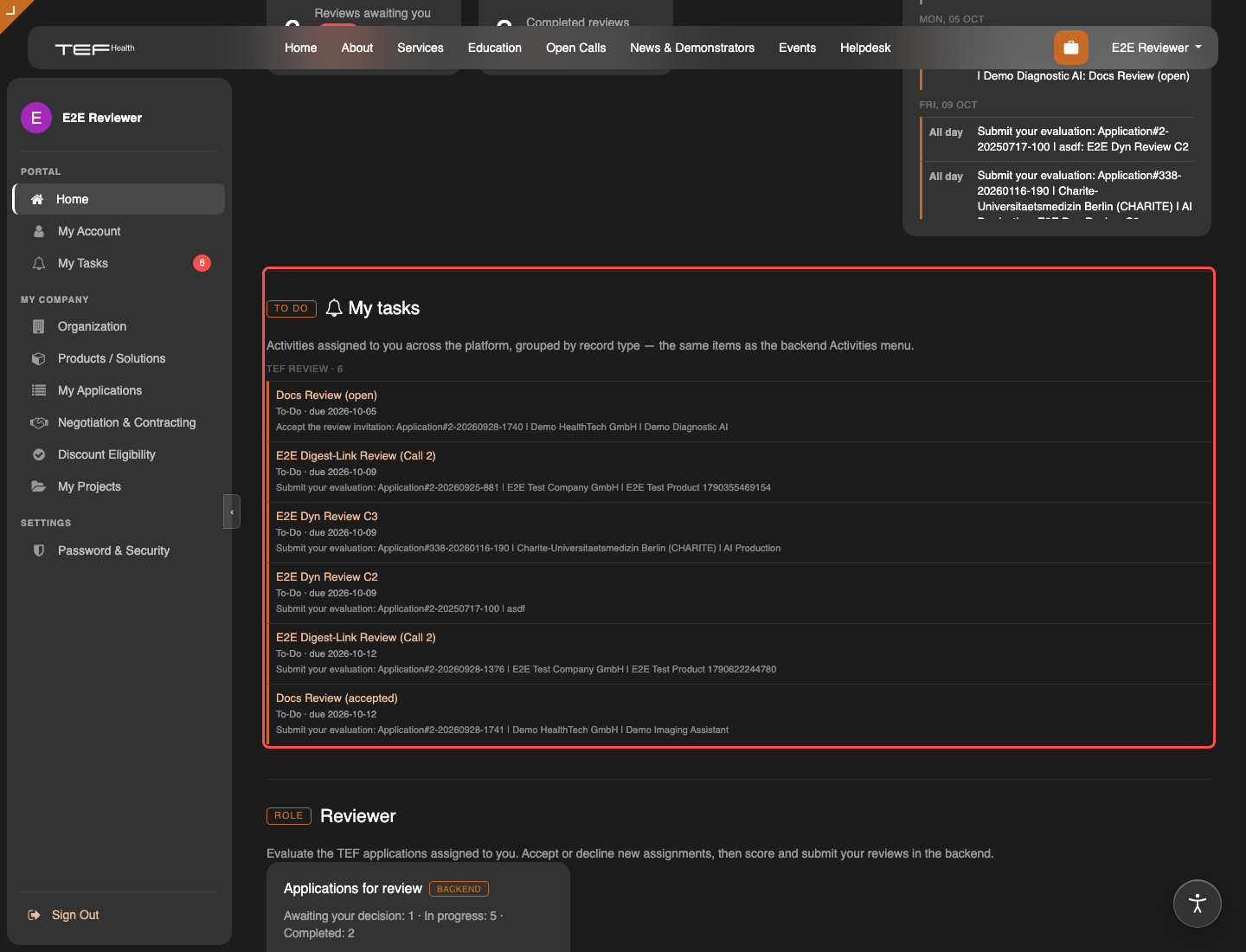 Your reviewer counters and quicklink on the dashboard