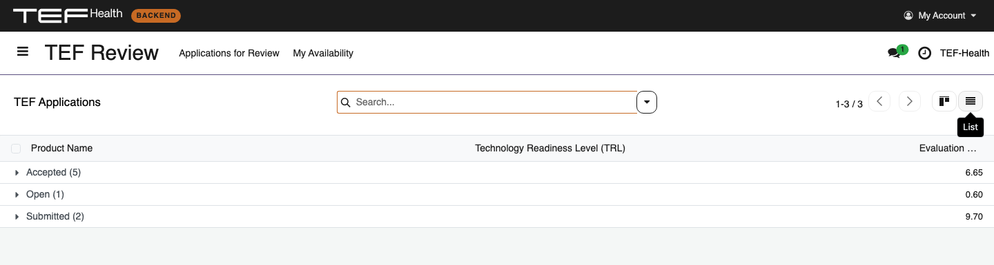 Reviewer list view